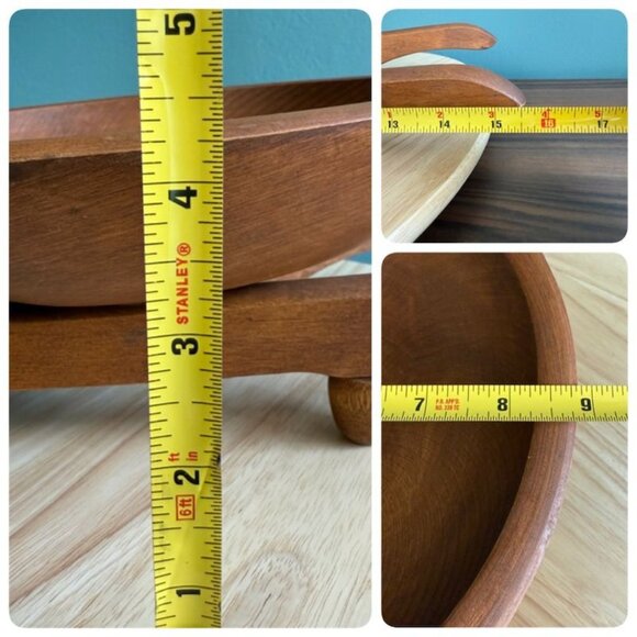Vintage Wooden Wheelbarrow Fruit/Nut Bowl Table Centerpiece MCM Cabin Core - Picture 6 of 10